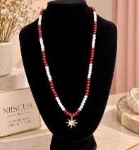 Collar Con Murano Chocolate Y Crema — Dije de Sol Chico