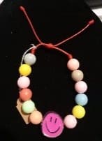 Pulsera Bolas Chicle De Colores #8 — Pasador Carita Feliz Fucsia