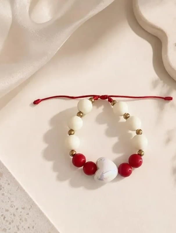 Bolas Chicle Blanco Y Rojo C/Balinera Dorado — Pasador Corazon Tornasol