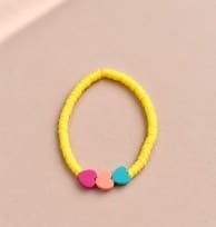 Cuentas Amarillas Con Pasador De Corazones De Colores